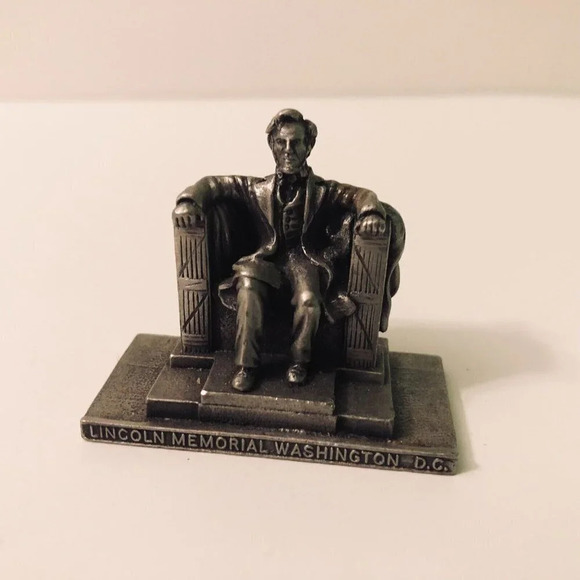 Vtg Lincoln Memorial Pewter Souvenir Figurine  Paperweight Washington DC WAPW - Picture 1 of 12